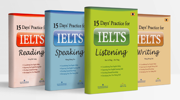 4 cuốn sách của bộ 15 days Practice for IELTS