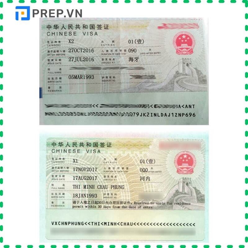 Có 2 loại visa du học Trung Quốc
