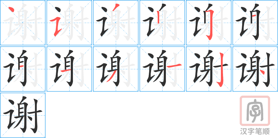 Hướng dẫn cách viết chữ cảm ơn tiếng Trung chi tiết từng nét