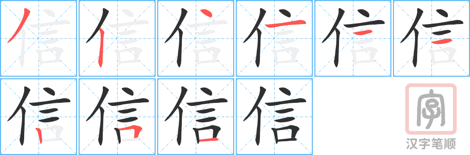Hướng dẫn chi tiết cách viết chữ Tín trong tiếng Hán
