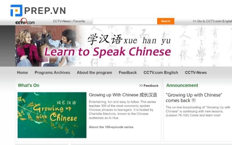 Trang web học tiếng Trung online CCTV