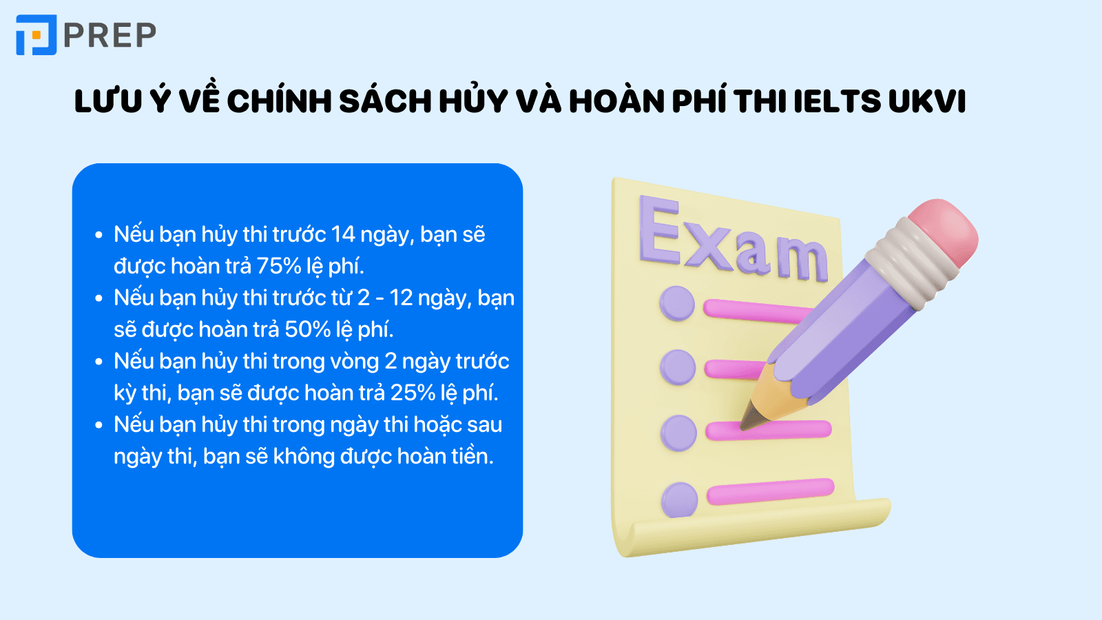 Quy định về chính sách hủy thi IELTS UKVI