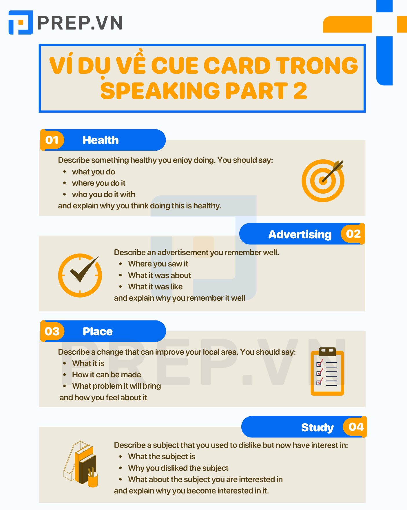 Ví dụ về Cue card trong IELTS Speaking Part 2 