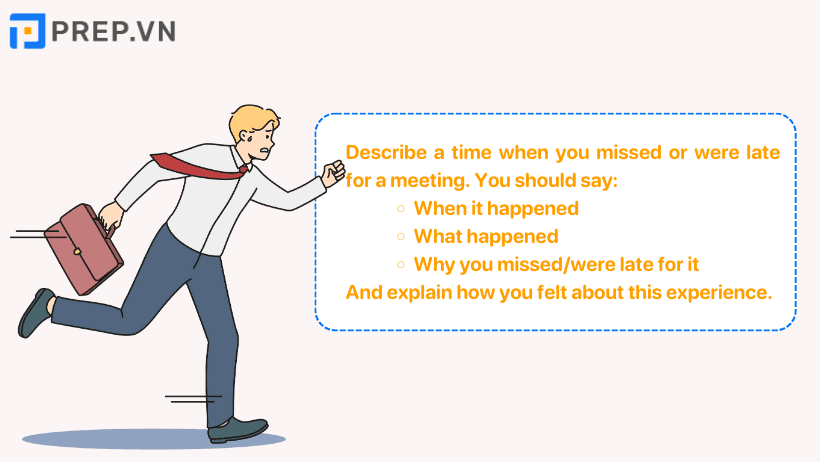 Đề bài: Describe a time when you missed or were late for a meeting