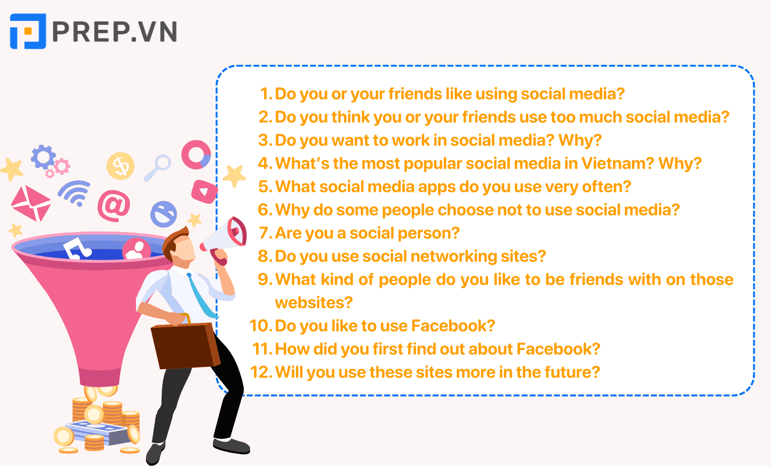 Một số câu hỏi chủ đề Social media IELTS Speaking Part 1
