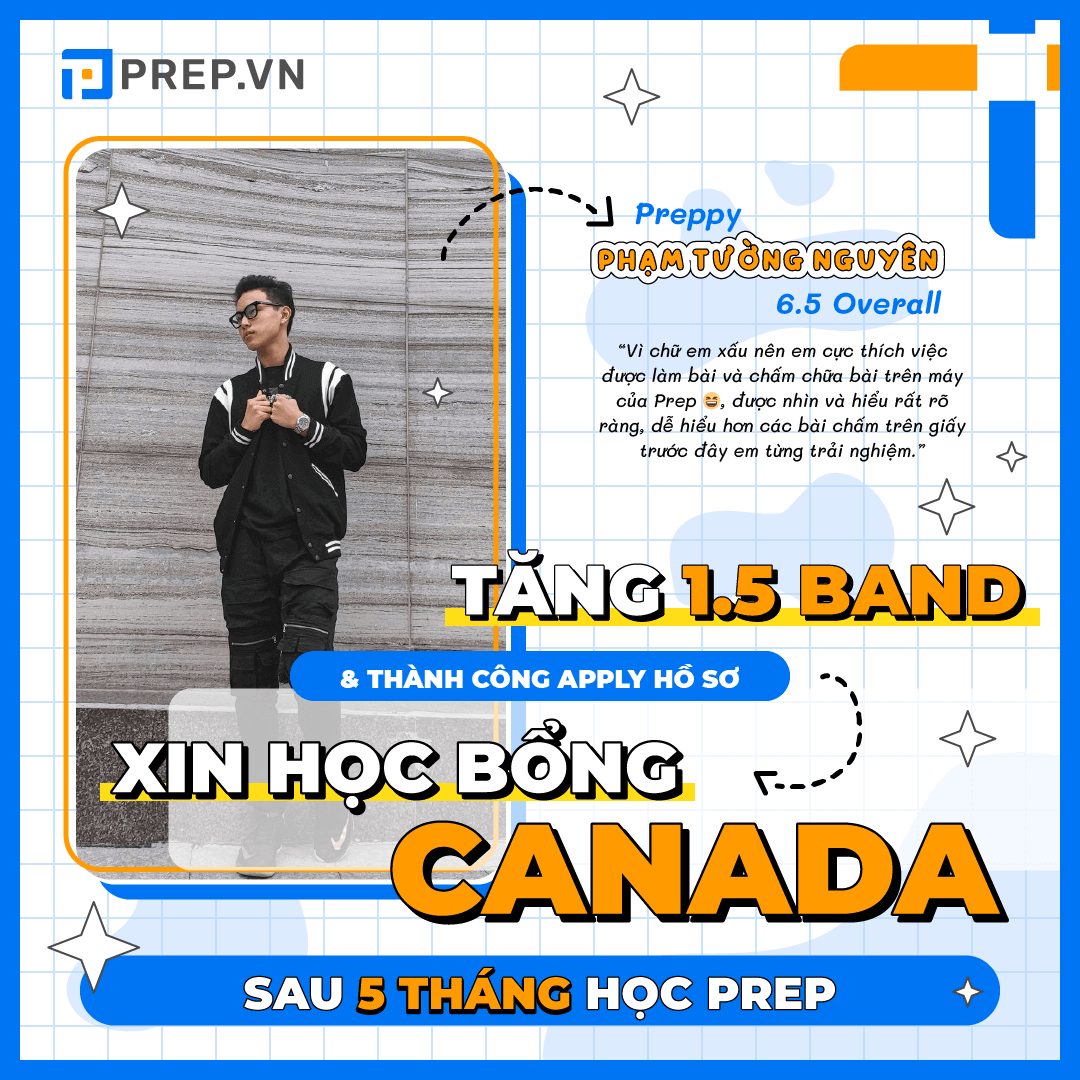 Phạm Tường Nguyên - Tăng 1.5 band & thành công apply hồ sơ xin học bổng Canada sau 5 tháng học tại PREP!