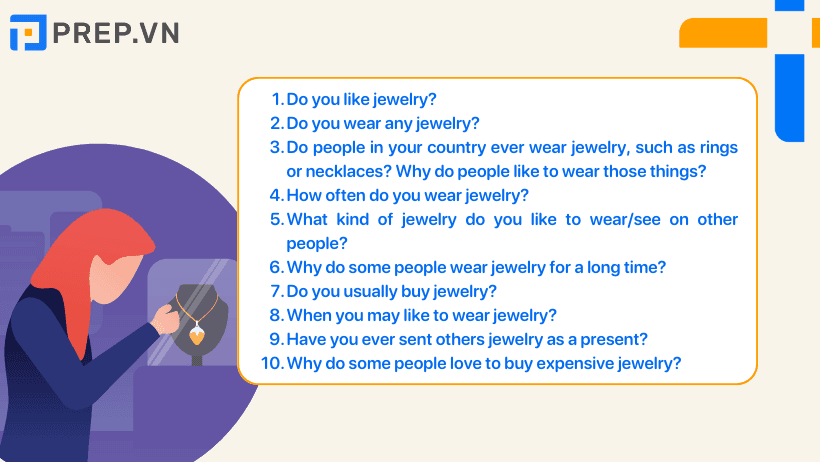 Một số câu hỏi chủ đề Jewelry IELTS Speaking Part 1