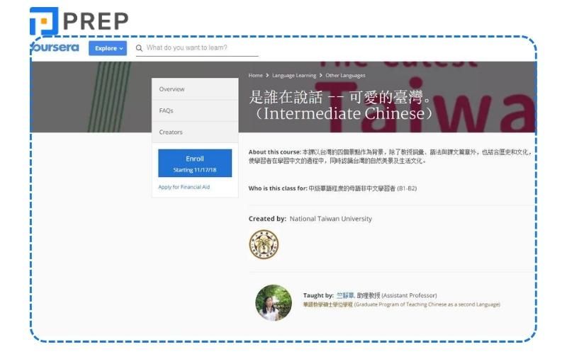 Khóa học tiếng Trung online miễn phí trên Couresa
