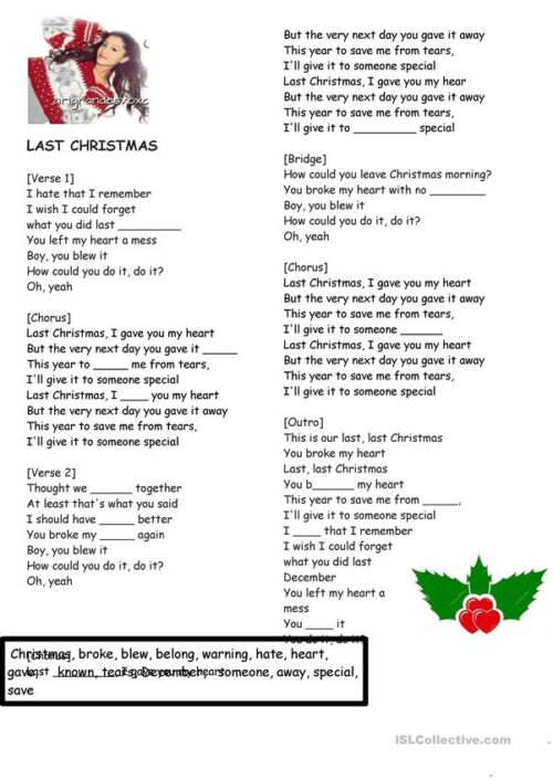 Bài hát Tiếng Anh Last Christmas lyrics