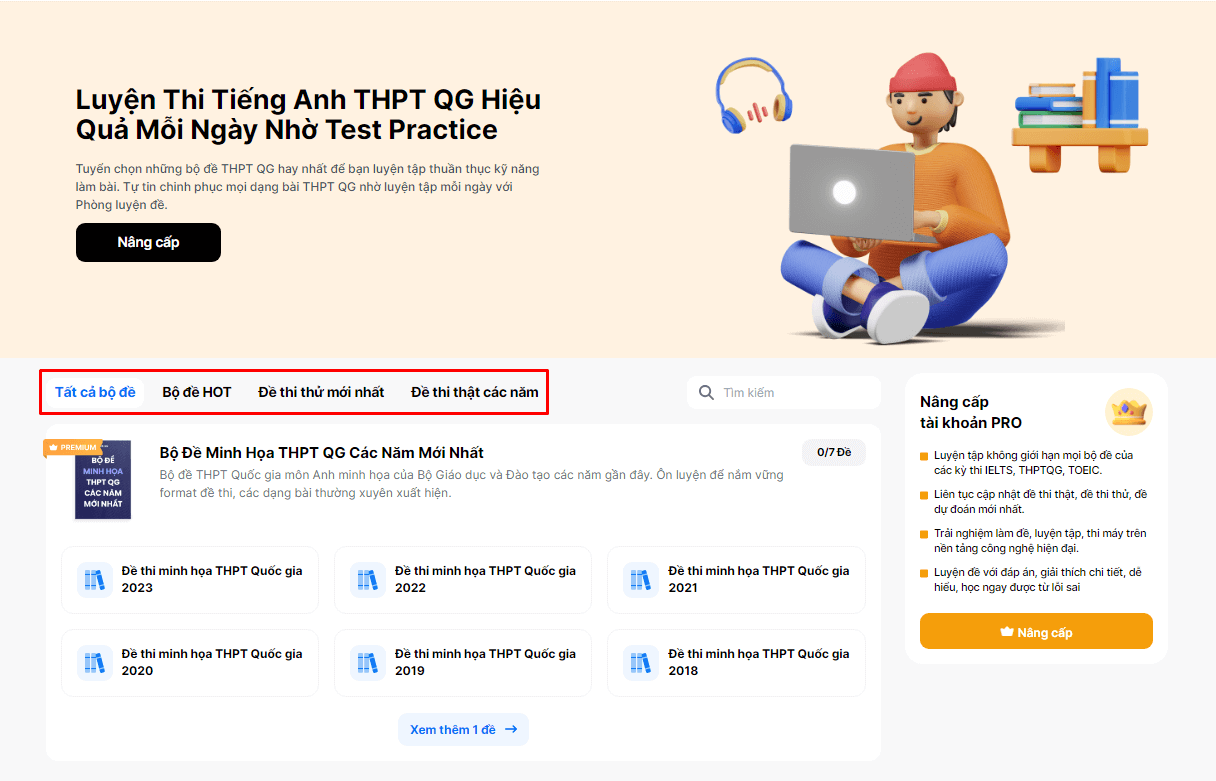 Luyện đề tại Test Practice của prepedu.com