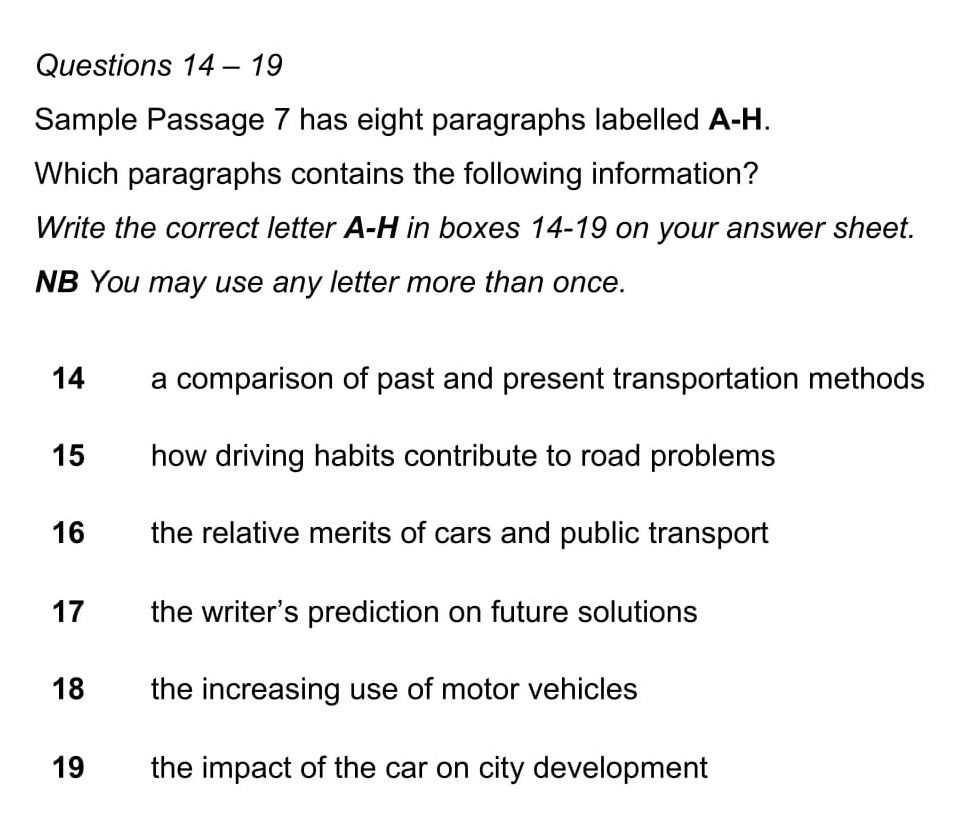 Matching information Question - dạng câu hỏi trong bài thi Reading IELTS 