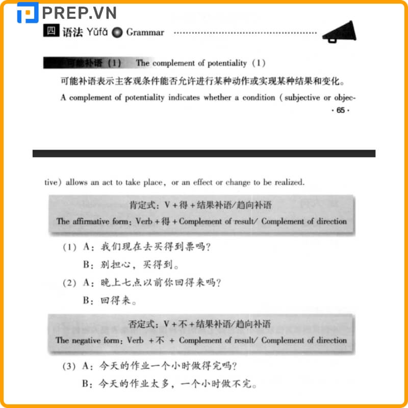 Phần ngữ pháp trong cuốn giáo trình