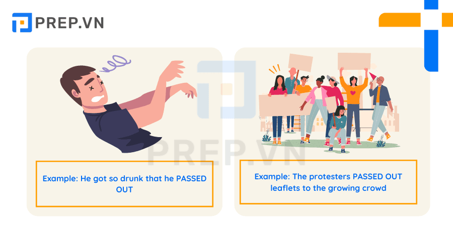 Phrasal verb Pass out
