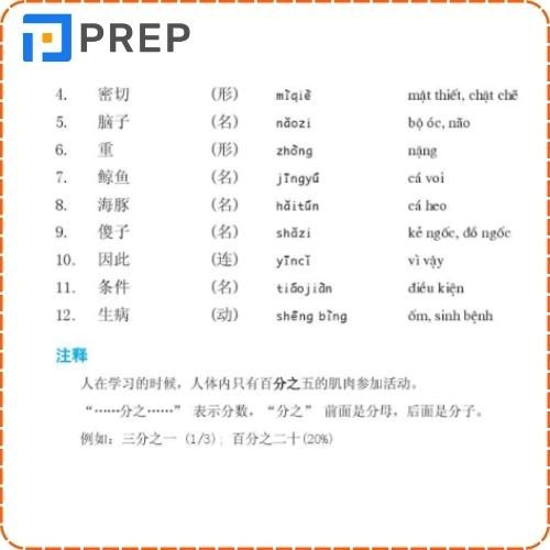 Phần từ vựng trong sách giáo khoa tiếng Trung lớp 11