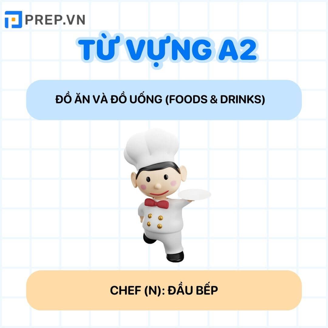 Từ vựng tiếng Anh A2: Đồ ăn và đồ uống (Foods & Drinks)