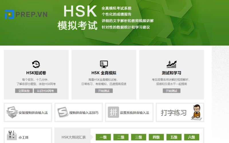 Web làm đề thi thử HSK của Viện Khổng Tử