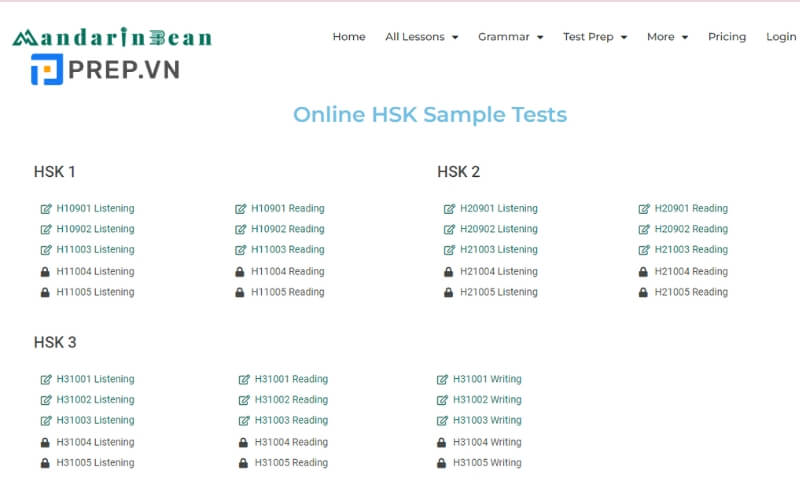 web thi thử HSk miễn phí
